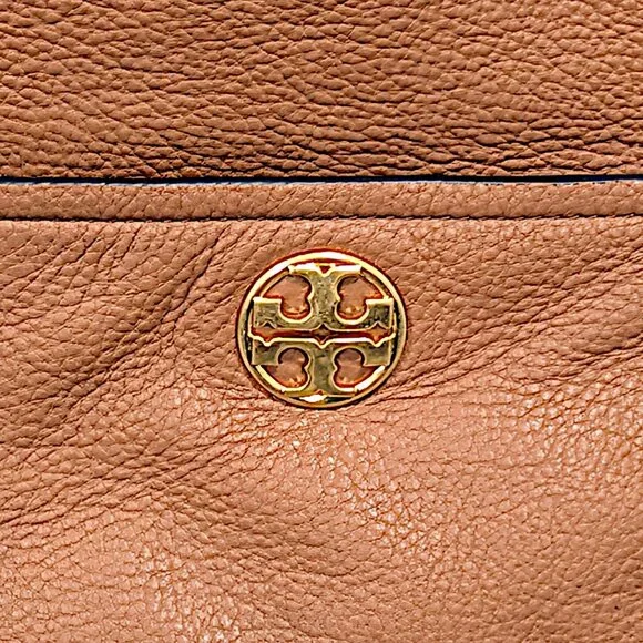 Tory Burch Chelsea Slouchy Leather Tote Bag – Brown Tan Shoulder Purse Gold Tone - Picture 3 of 8